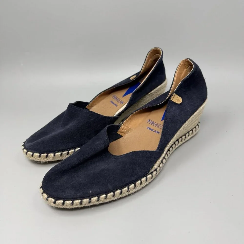 Verbenas Malena Women's Espadrille Blue Navy Suede Wedge Sandals Sz 9 US 40 EU